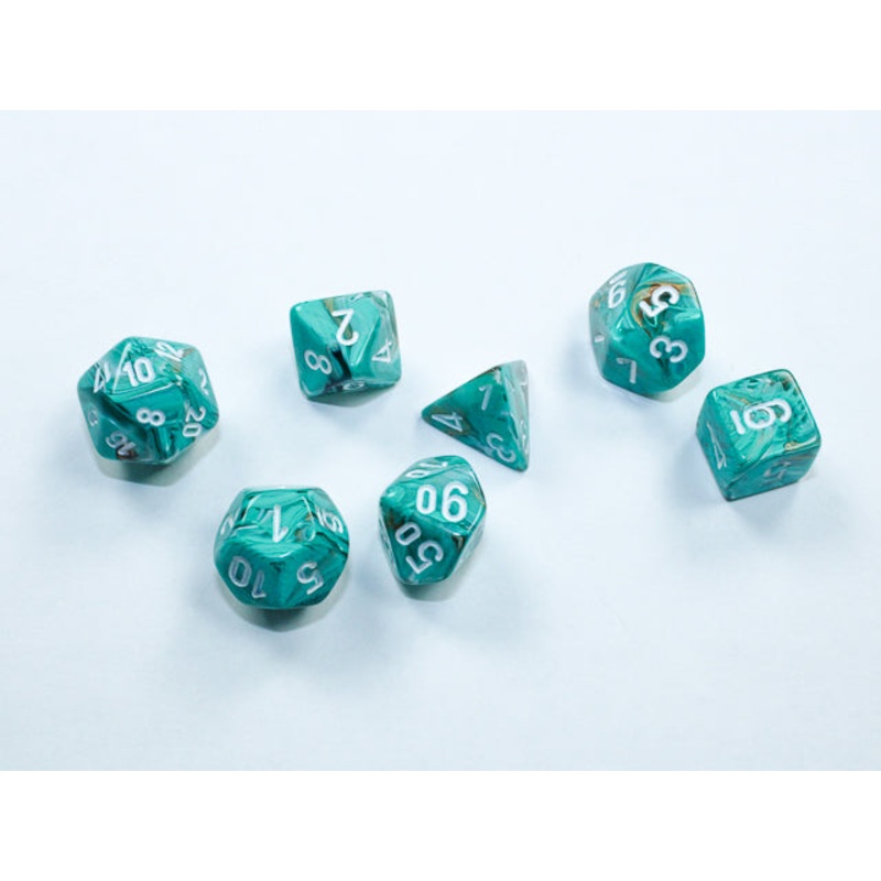 Chessex 20403 Marble Mini-hedral Oxi-Copper/white 7-Die Set