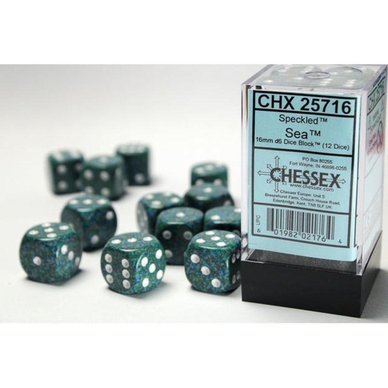 Chessex 25716 Speckled 16mm d6 Sea Dice Block (12 dice)