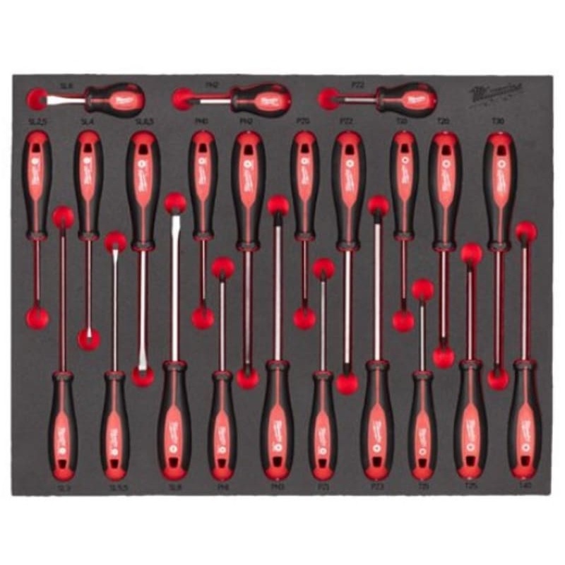 Milwaukee Tool Organizer Set with Hex Screwdrivers, 23 Pieces, 45x536x417mm