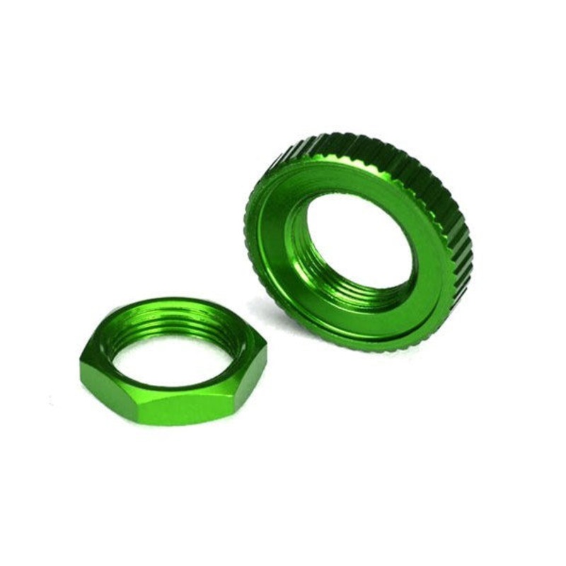 Traxxas 8345G - Servo saver nuts aluminum green-anodized (hex (1) serrated (1))