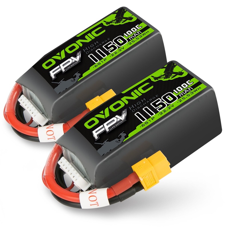 2Ovonic 100C 6S 1150mAh 22.2V LiPo Battery for FPV - XT60 Plug