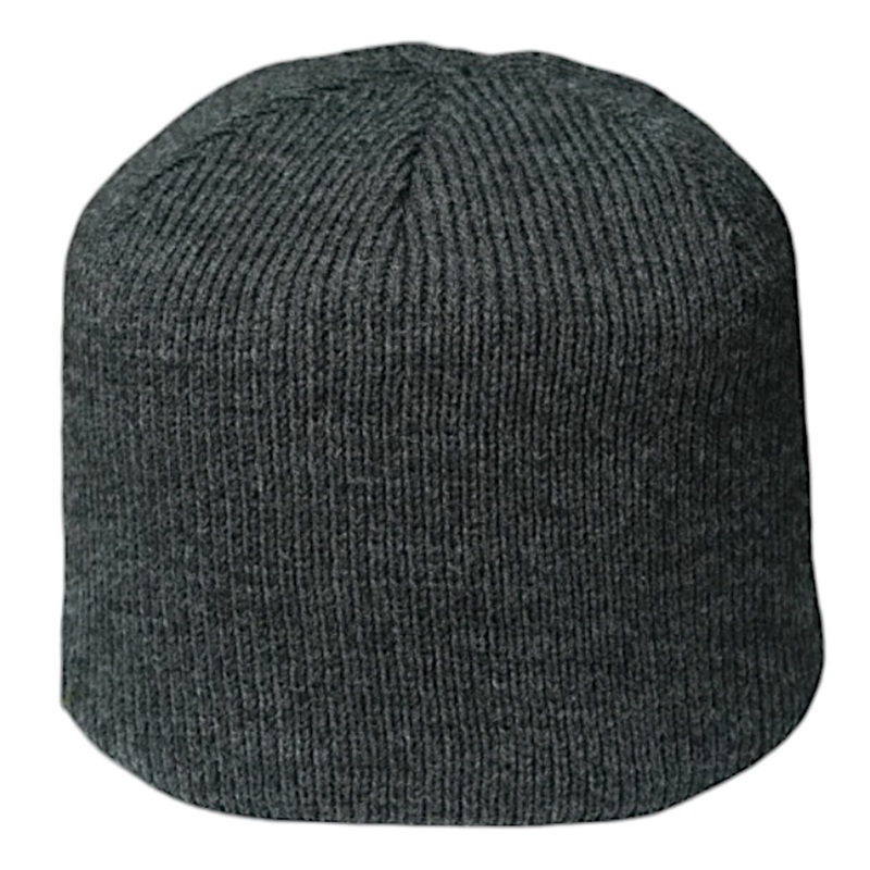 Knit Fleece Beanie Hat Without Cuff in Gray