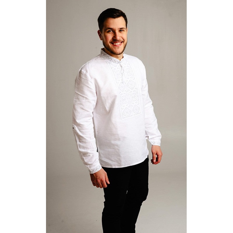Men's Embroidered Shirt with Pat Cuff