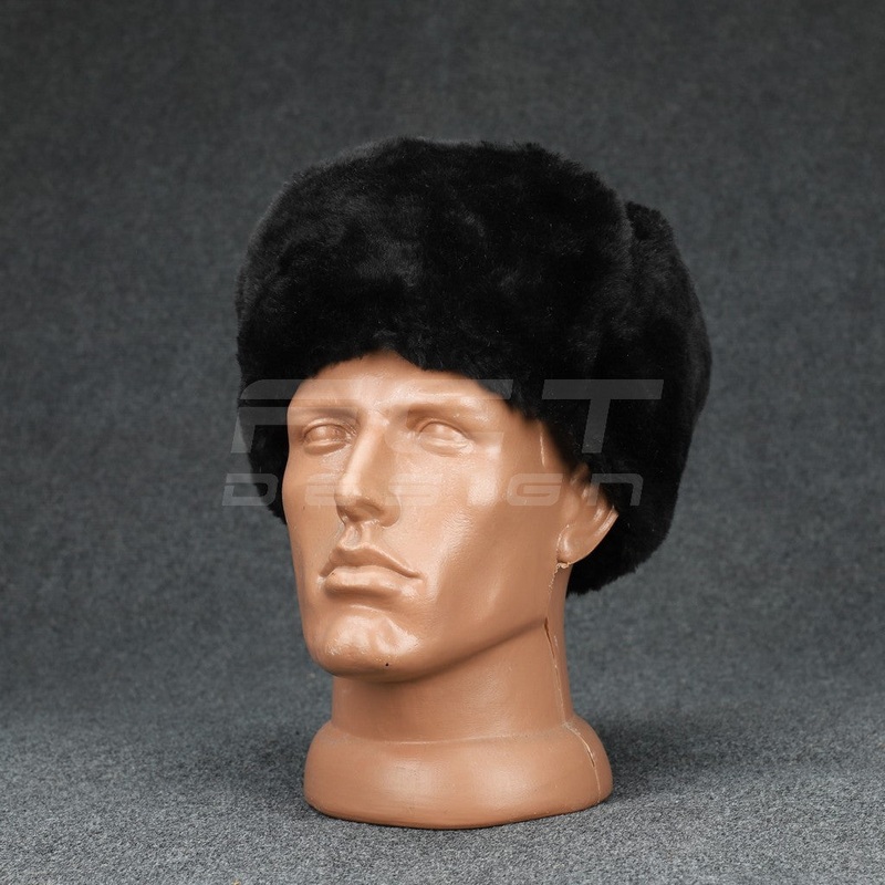 Black Faux Fur Russian Ushanka Hat