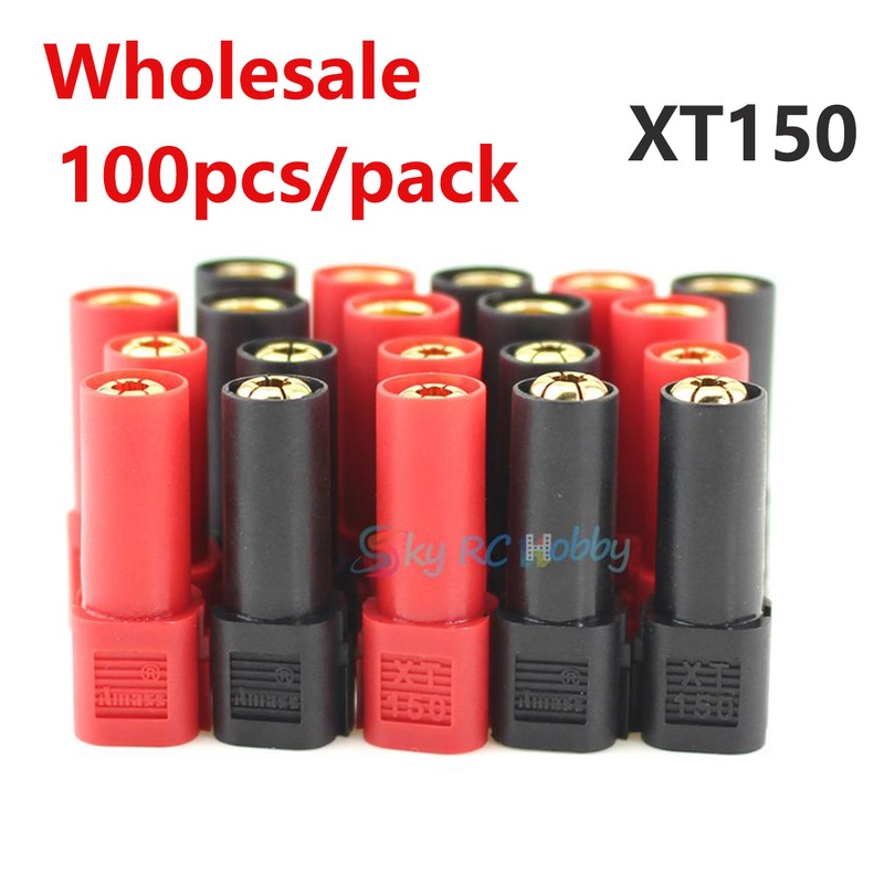 Wholesale 100pcs Amass XT150 6mm Bullet Connector Adapter Plug Set Male Female 130 High Rated Amps for RC LiPo Battery 100PCS male XT150
