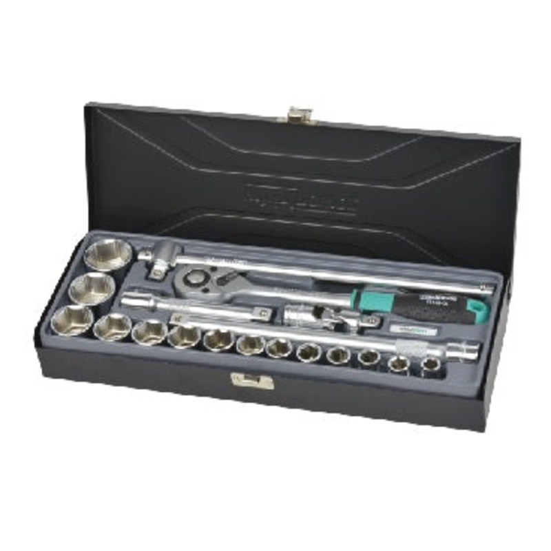 1/2" Socket Set 10-32mm, 19-Piece with Metal Case