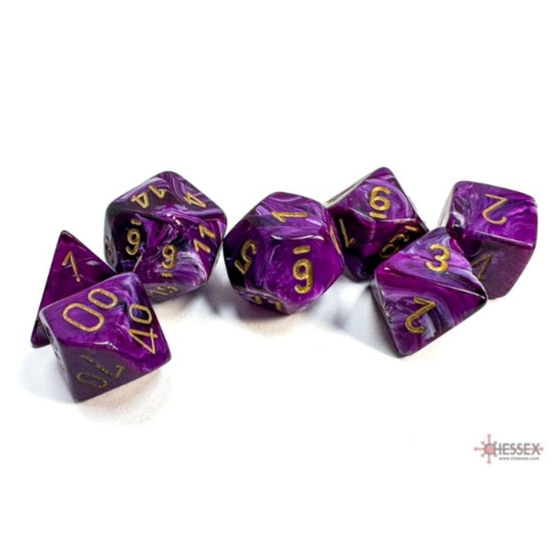 Chessex 27437 Vortex Purple w/gold Classic Polyhedral