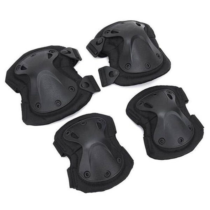 DEFENCE Black Knee and Elbow Pad Set
