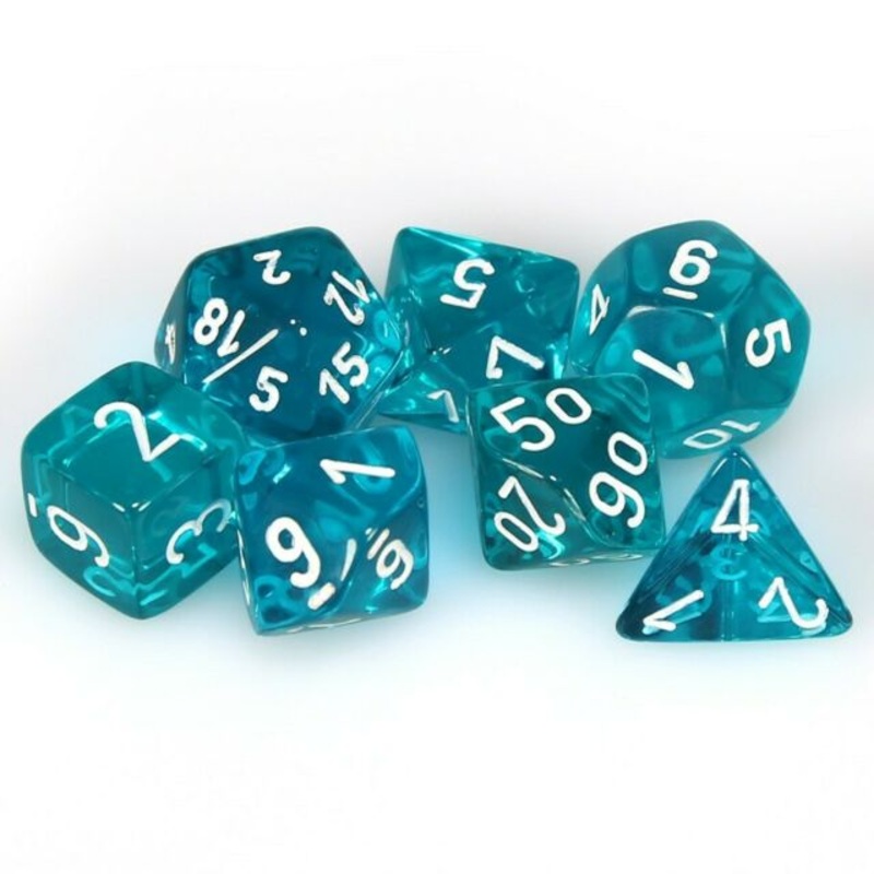 Chessex 23085 Translucent Polyhedral Teal/white 7-Die Set