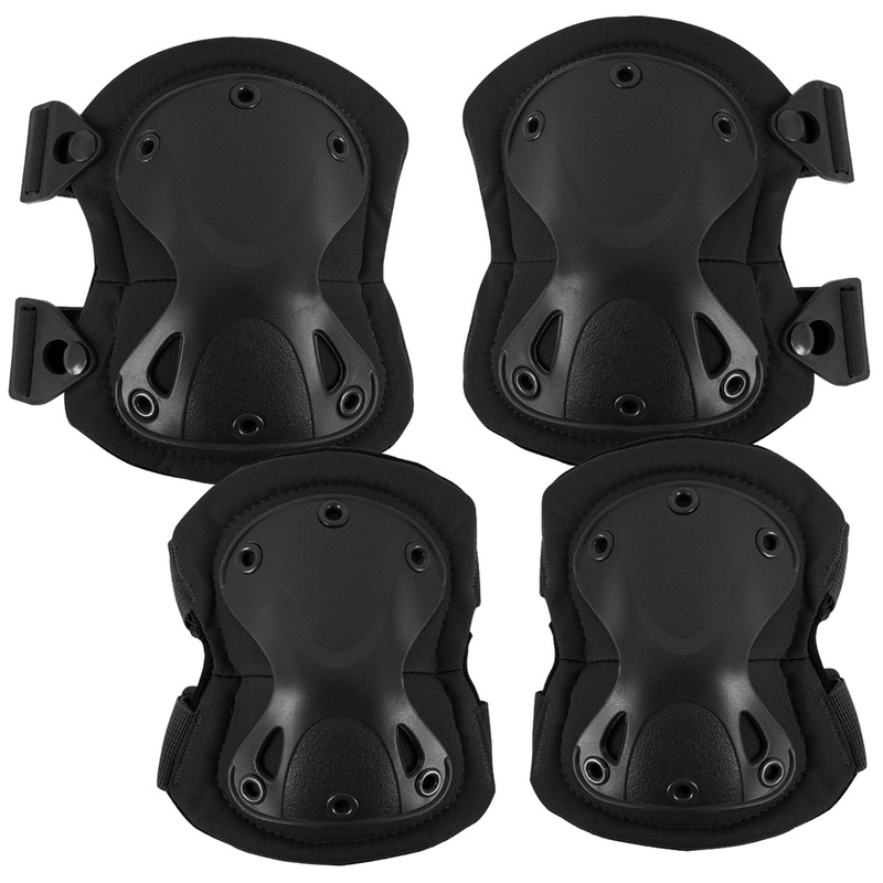 Black Rugged Knee and Elbow Pad Set