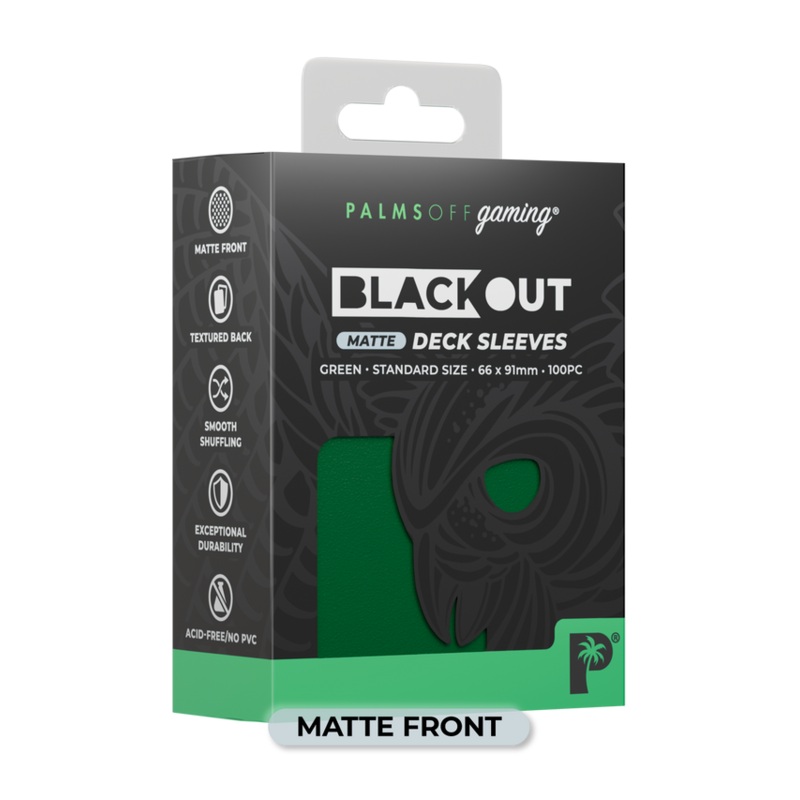 Palms Off BODS-ST-GRN-M Blackout Deck Sleeves (100) Green (Matte Front)