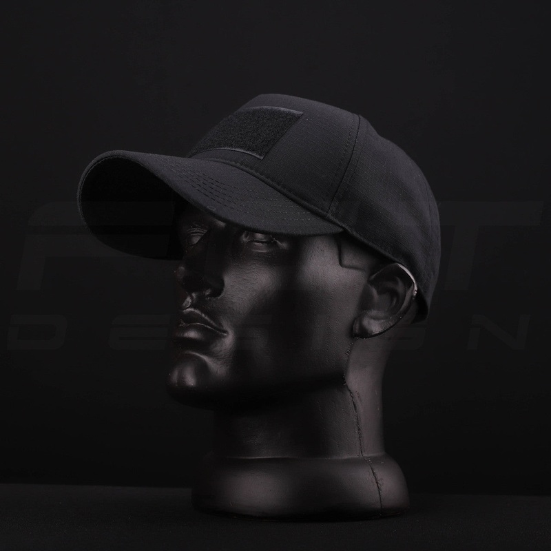 Black Rugged Baseball Cap with Hook and Loop, Rip-Stop Fabric