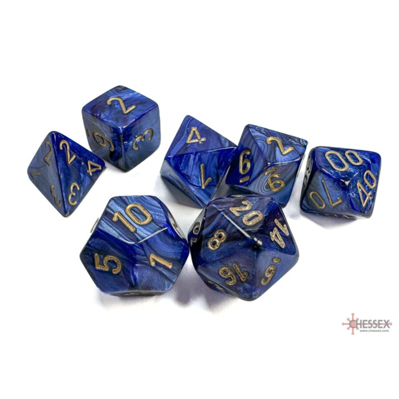 Chessex 27427 Scarab Royal Blue w/gold Signature Polyh