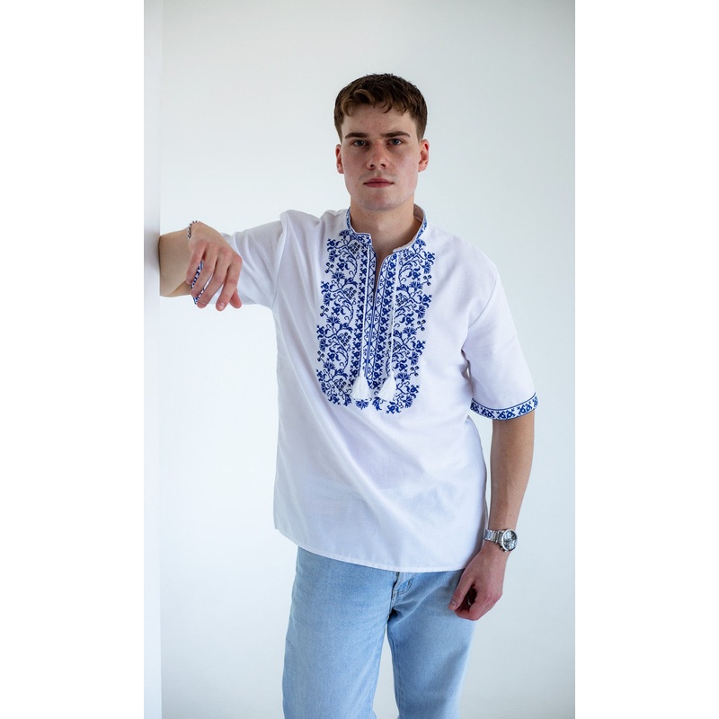 Men's Vyshyvanka With Blue Pattern