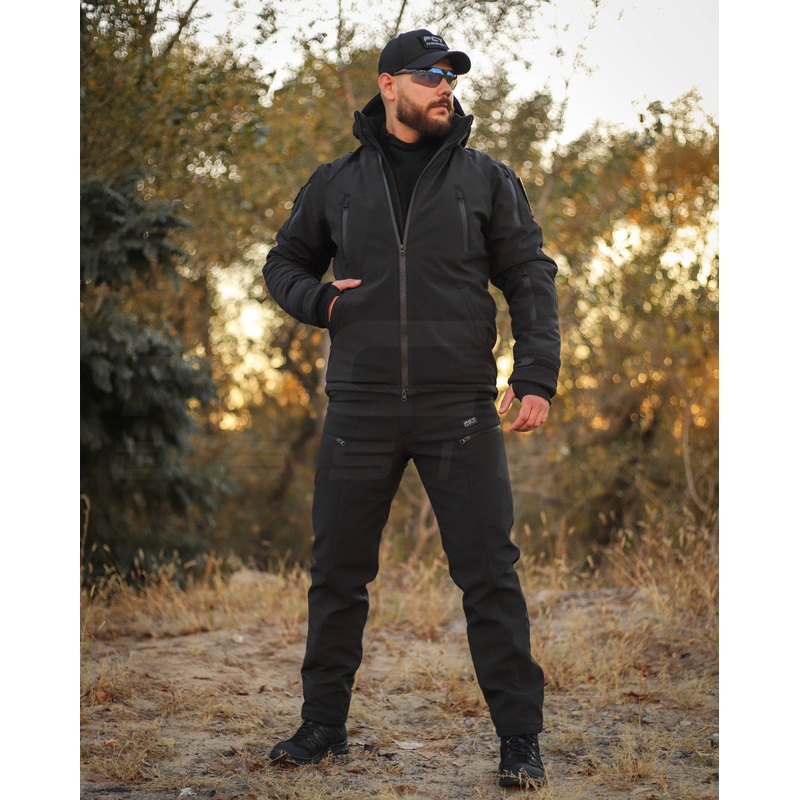 Softshell Winter Rugged Hunter Suit with Fleece, Black