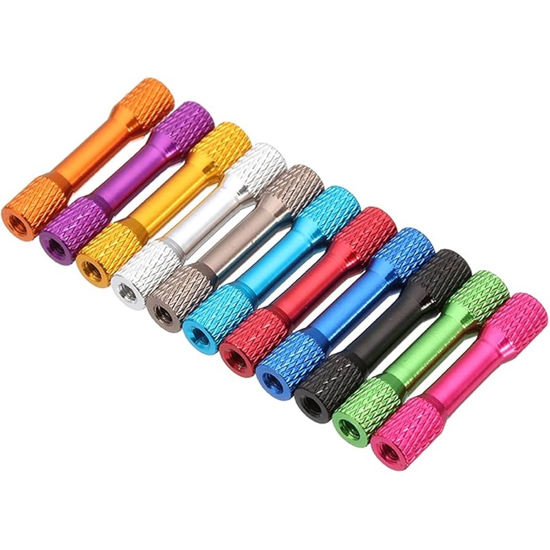 10pc M3x30 Knurled/Steppedd Standoffs Coloured Aluminium Pack Black