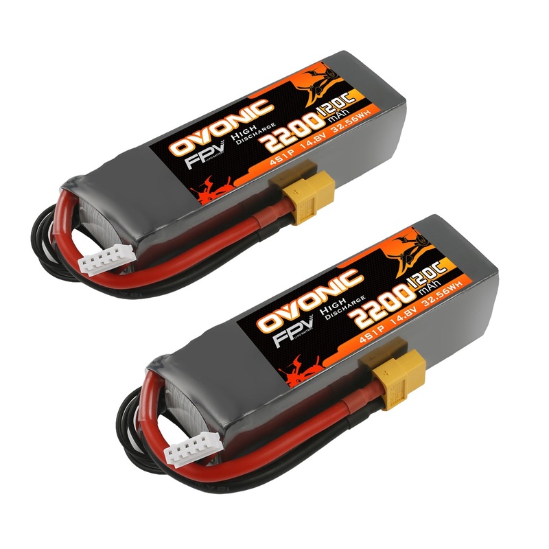 2Ovonic 120C 4S 2200mAh 14.8V LiPo Battery XT60 for FPV RC