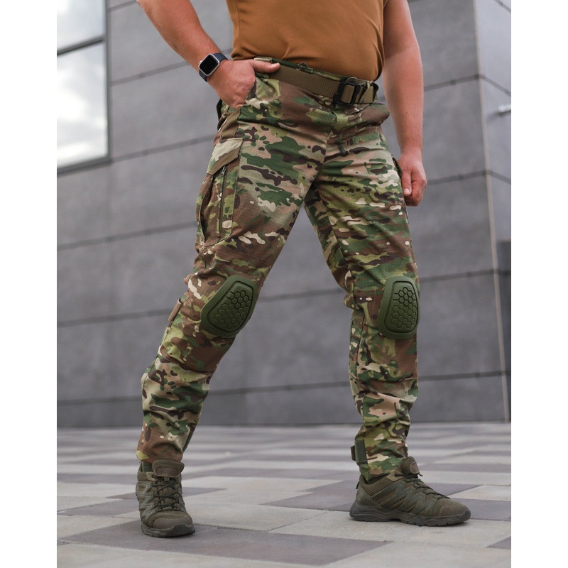 Men's Rugged Winter Pants with Kneepads, Fleece Lined, Multicam