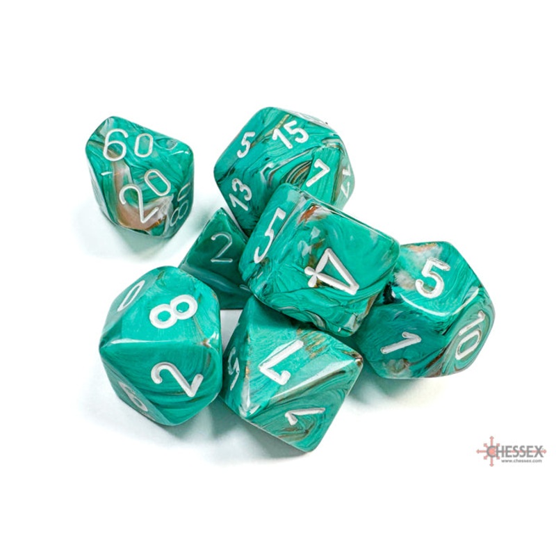 Chessex 27403 Marble Oxi-Copper w/white Signature Poly