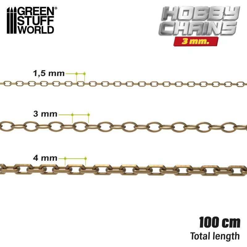 Green Stuff World 1041 Hobby Chain 3mm Antique Bronze (1 meter)