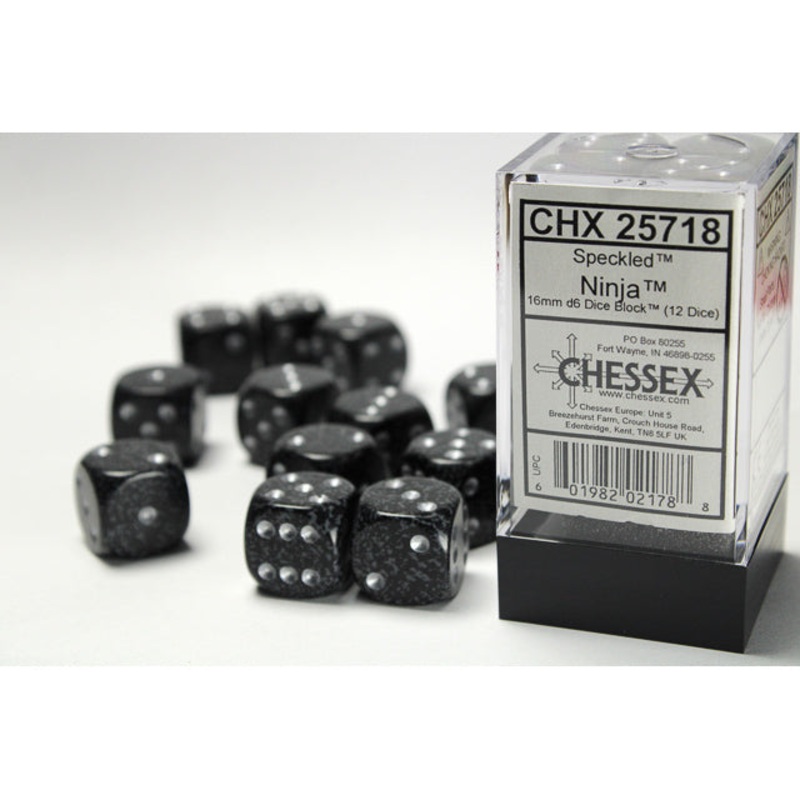 Chessex 25718 Speckled 16mm d6 Ninja Dice Block (12 dice)