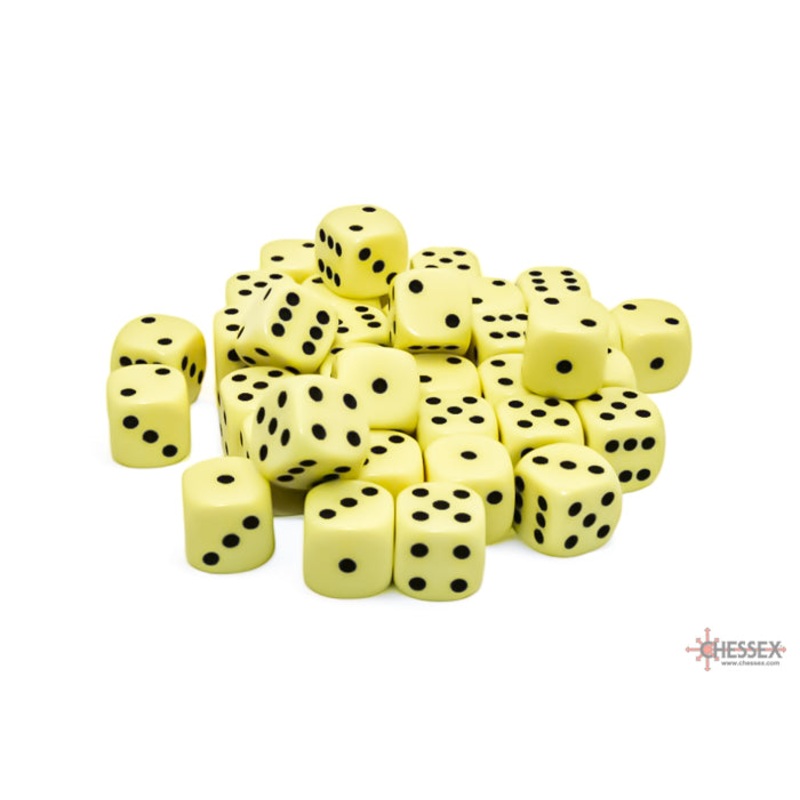 Chessex 25862 Opaque 12mm d6 Pastel Yellow/black Dice Block (36 dice)