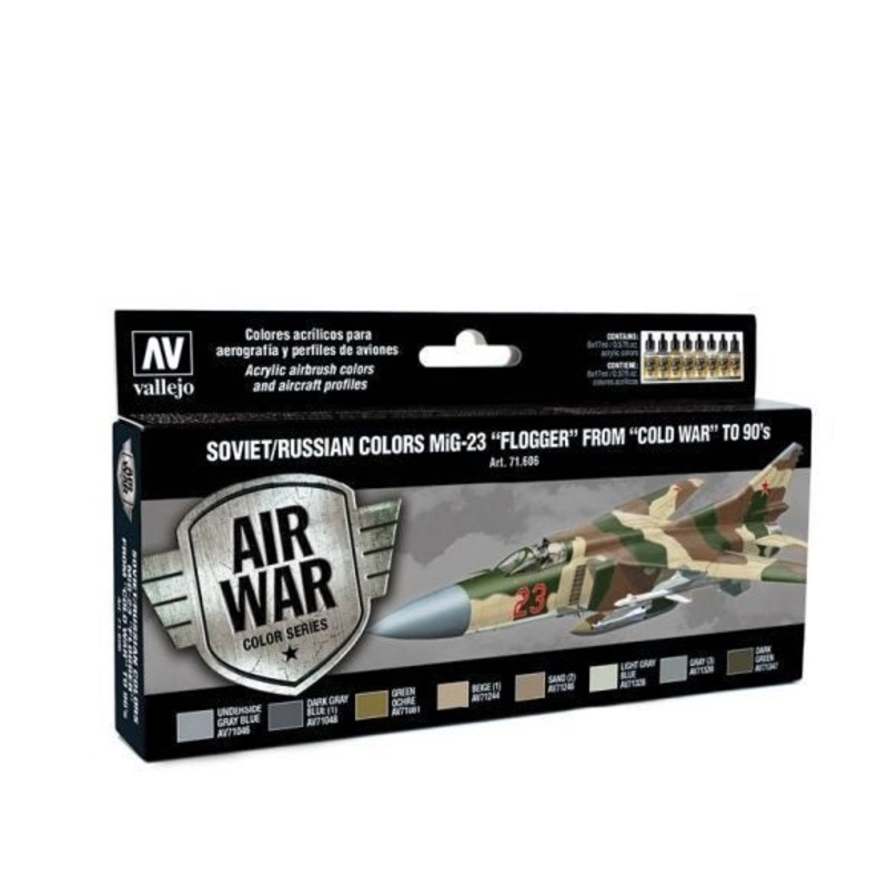 Vallejo AV71606 Model Air Soviet / Russian Colors Mig-23 Flogger From 70S To 90S 8 Colour Set