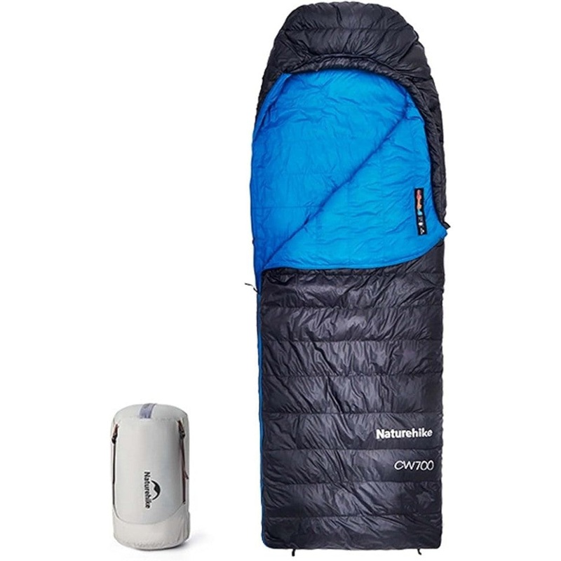 Naturehike CW700 Down Sleeping Bag, Medium, Black and Blue