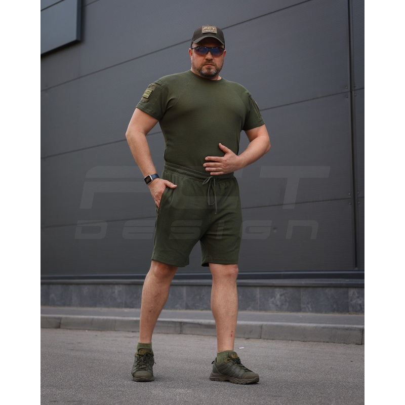 Performance T-Shirt and Rugged Shorts Set in Khaki