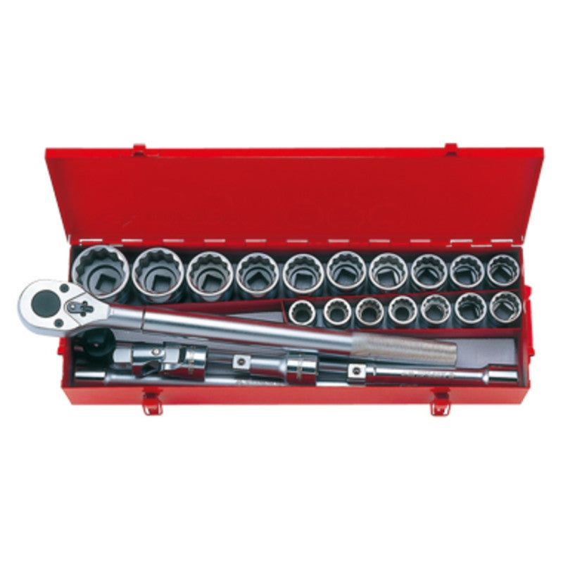 23-Piece 3/4" Socket Set with 12-Point Sockets 22-50 mm in Metal Case by KING TONY