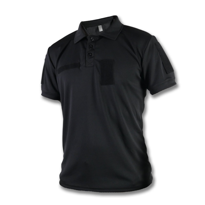 Coolpass Black Polo with Patches - Durable Utility Comfort