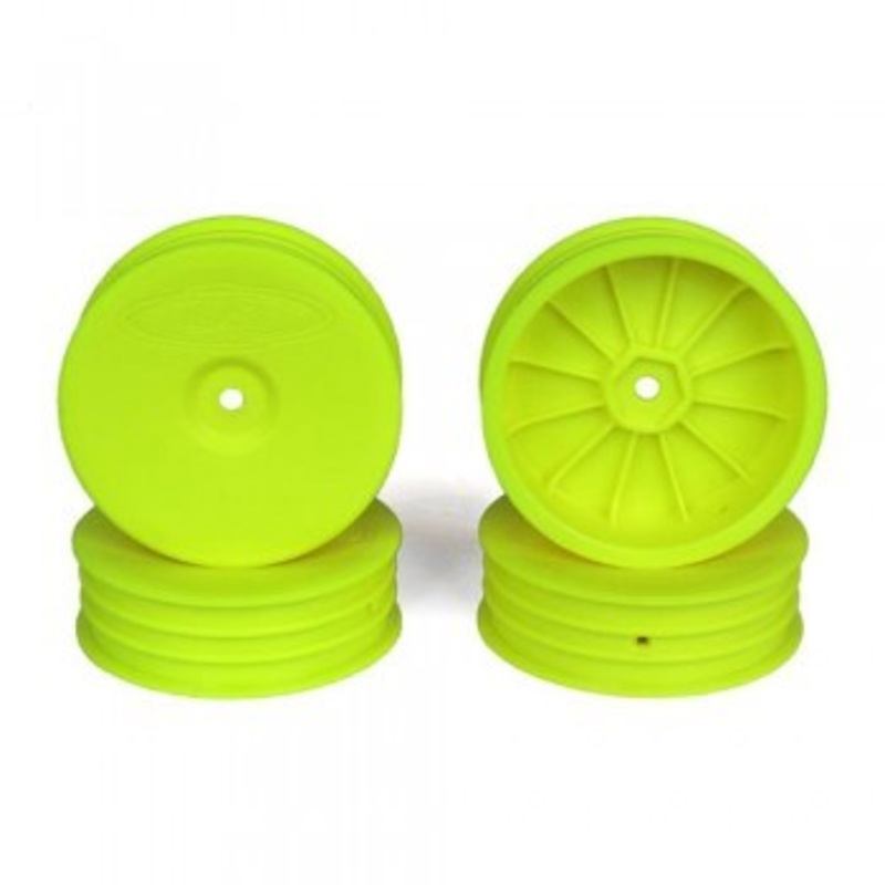 DE Racing DER-SB4-SLY Slim Speedline Buggy Wheels for TLR 22 3.0 - 5.0 / Front / YELLOW / 4Pcs 2.2in Narrow for carpet racing