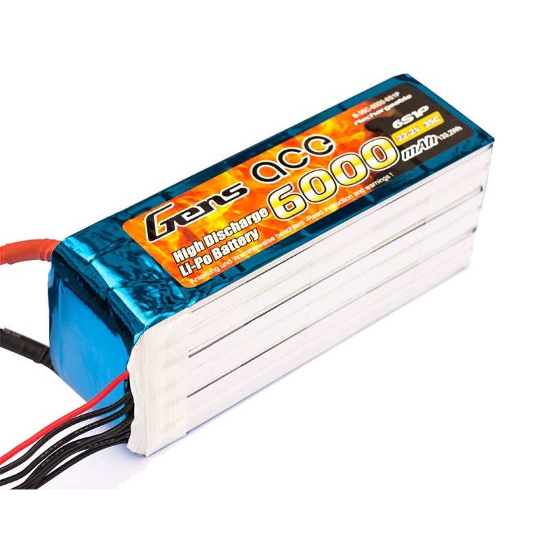 Gens Ace 6000mAh 6S 45C 22.2V LiPo Battery