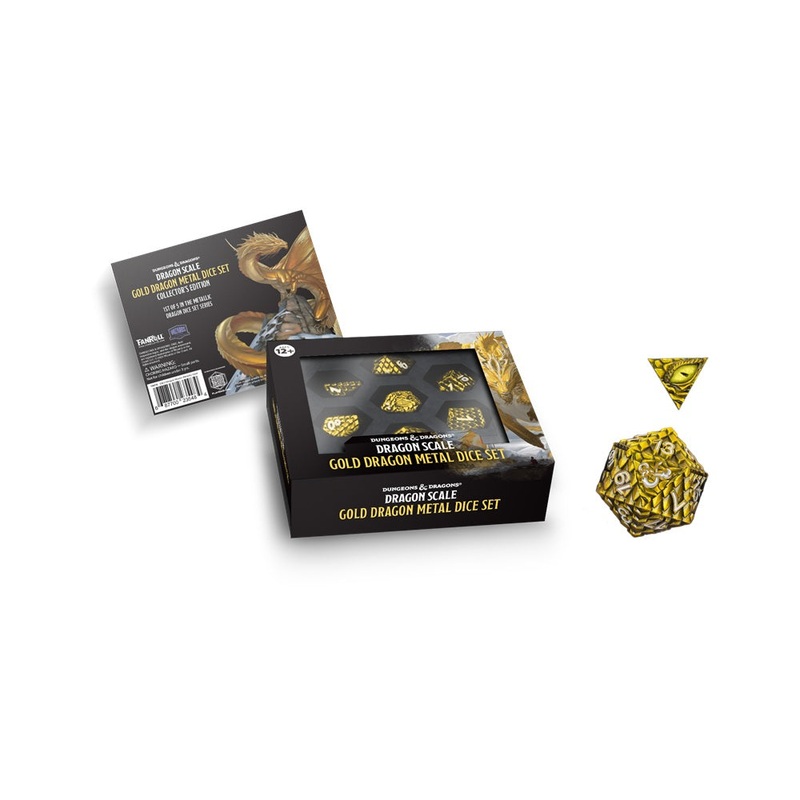 MDG FanRoll MDG10978 D&D Dragon Scale Metal Dice Set Gold