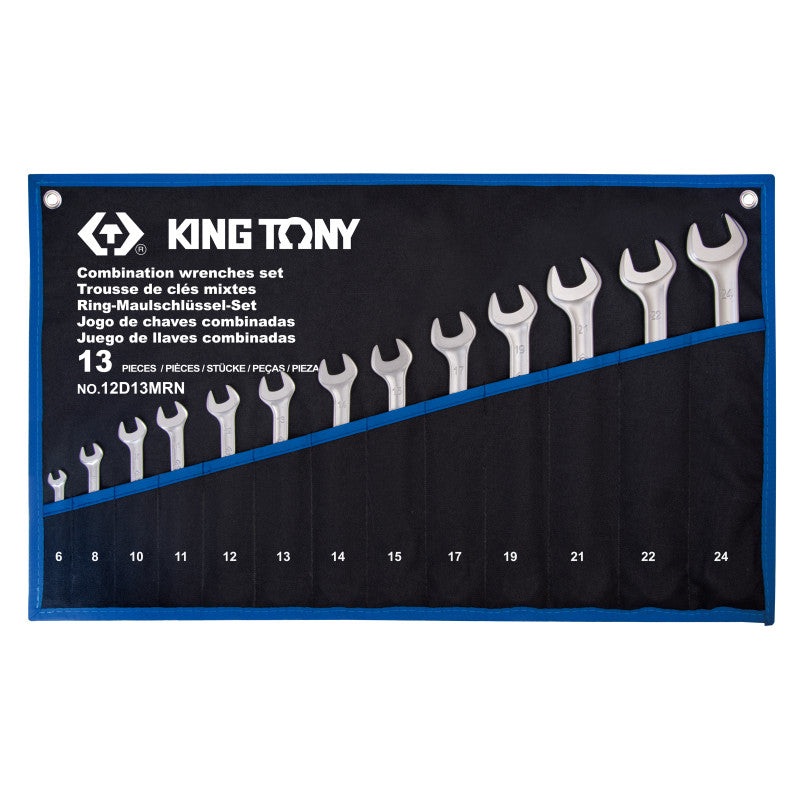 13-Piece 6-24 mm Combination Wrench Set with Durable Toolkit Case