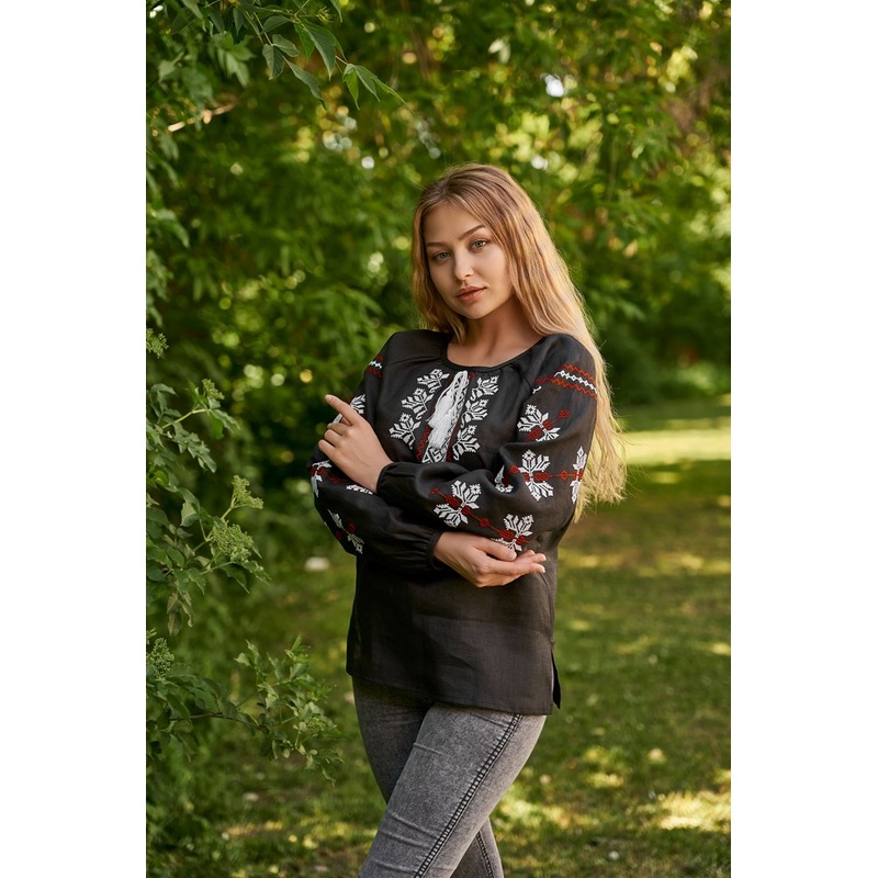 Black Womens Embroidered Shirt "Two Colors"