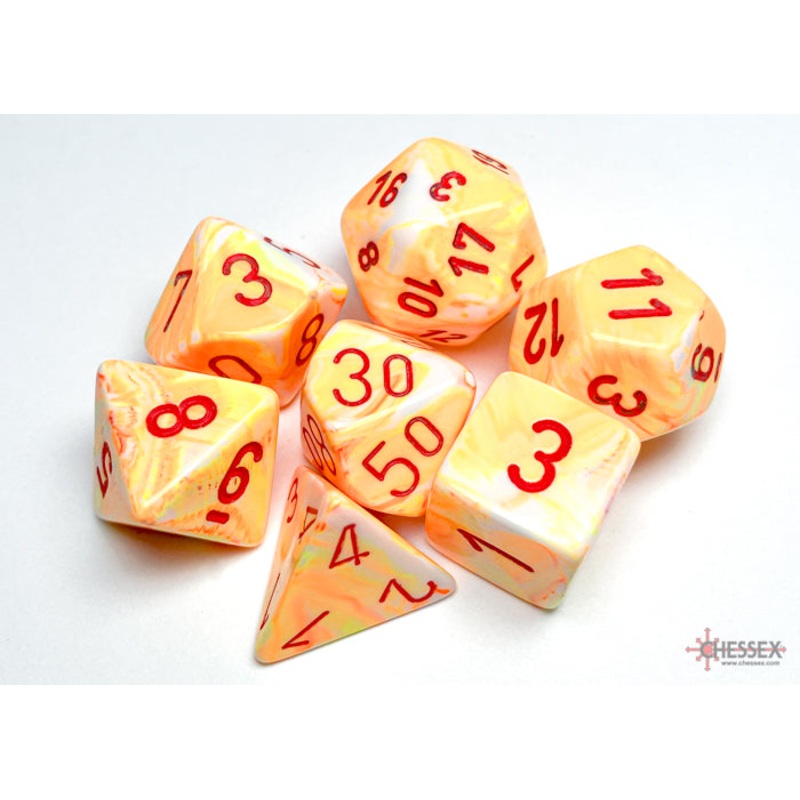 Chessex 27453 Festive Sunburst w/red Signature Polyhed