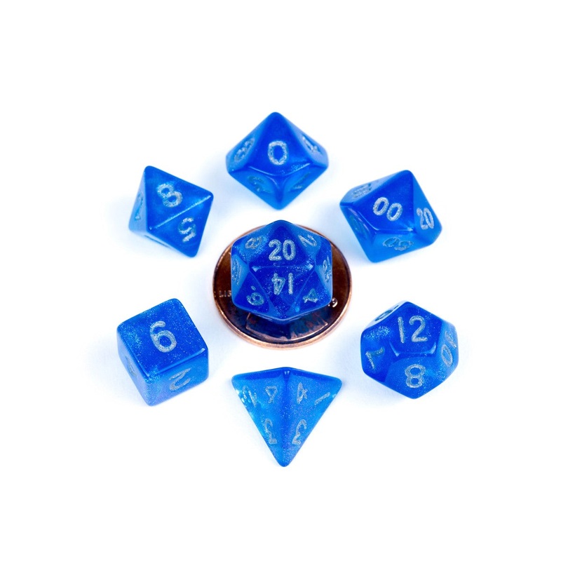 MDG MDG4181 Mini Polyhedral Dice Set: Stardust Blue with