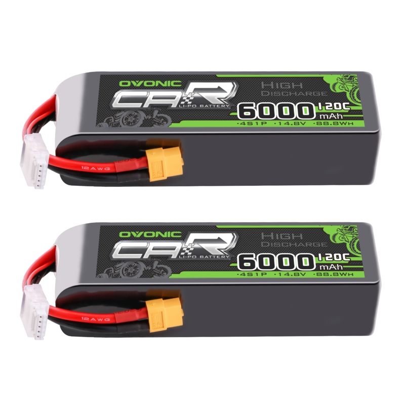 2 OVONIC 4S Lipo Battery 6000mAh 120C 14.8V RC Lipo Battery with XT60 Plug for RC Vehicles Car RC Truck RC Airplane