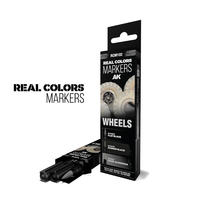 AK Interactive RCM102 RC Markers Wheels Set 3 Real Colors Markers
