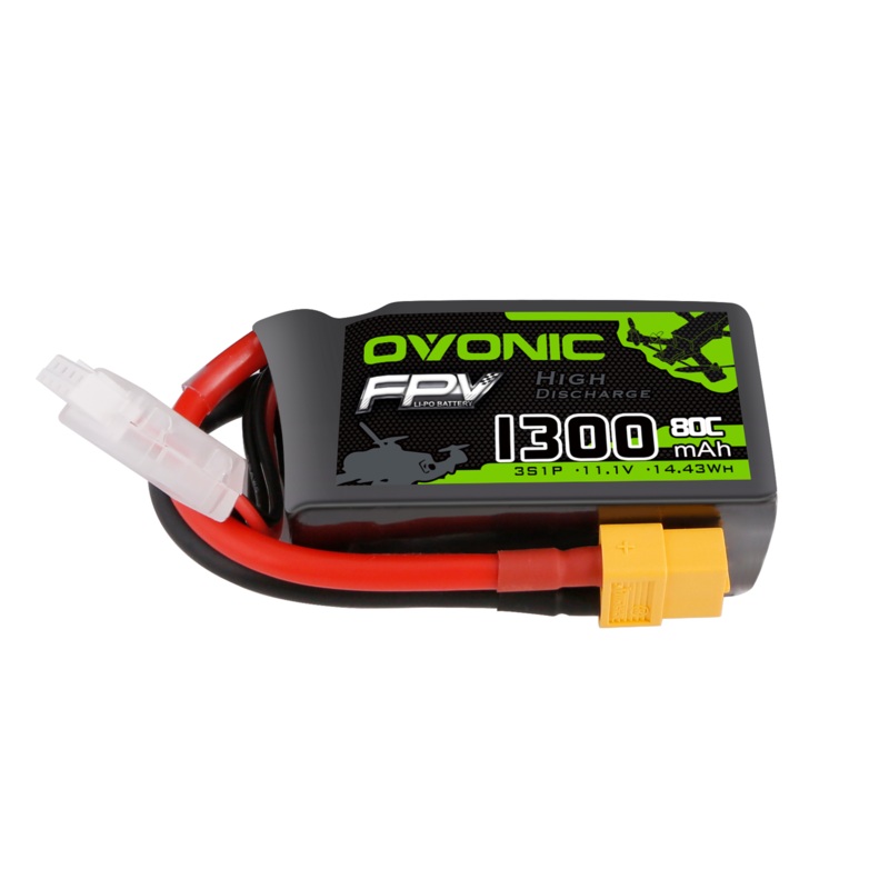 Ovonic 3S LiPo Battery 1300mAh 80C 11.1V with XT60 Plug for 250-Class FPV Drones 5-Inch Mini Drones Racing and Freestyle Quads