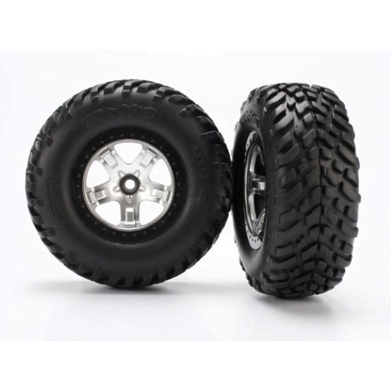 Traxxas 5875X - Tires & wheels assembled glued SCT satin black beadlock wheels (2WD f)
