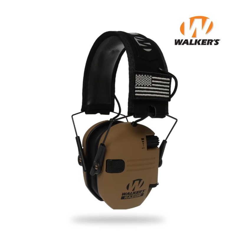 Walker's Razor Slim Original Active Headphones with Patches - Brown