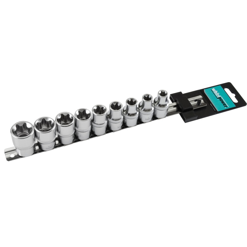 1/2" Socket Set, 9 Pieces, E10 to E24