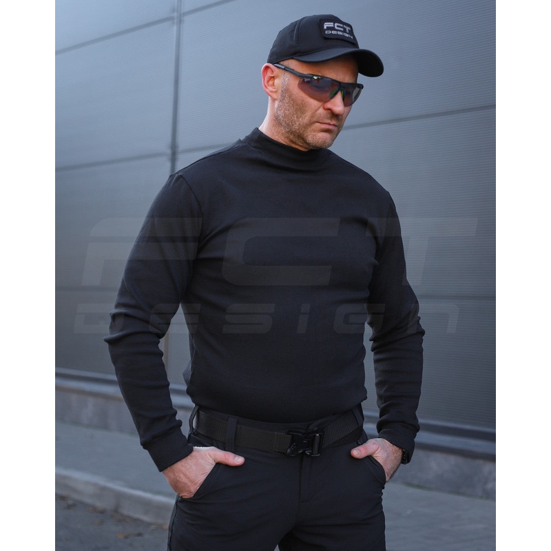 Black Fleece-Lined Knit Golf Pullover