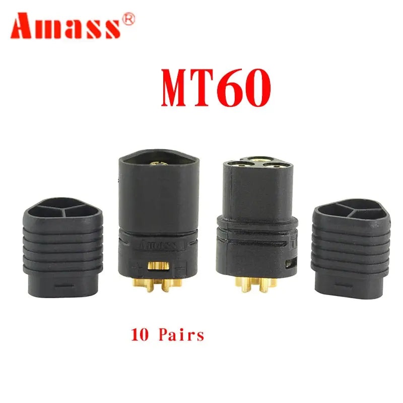 10 Pair Amass MT60 3.5mm 3 Pole Bullet Connector Plug Male & Female For RC ESC to Motor 10Pair MT60