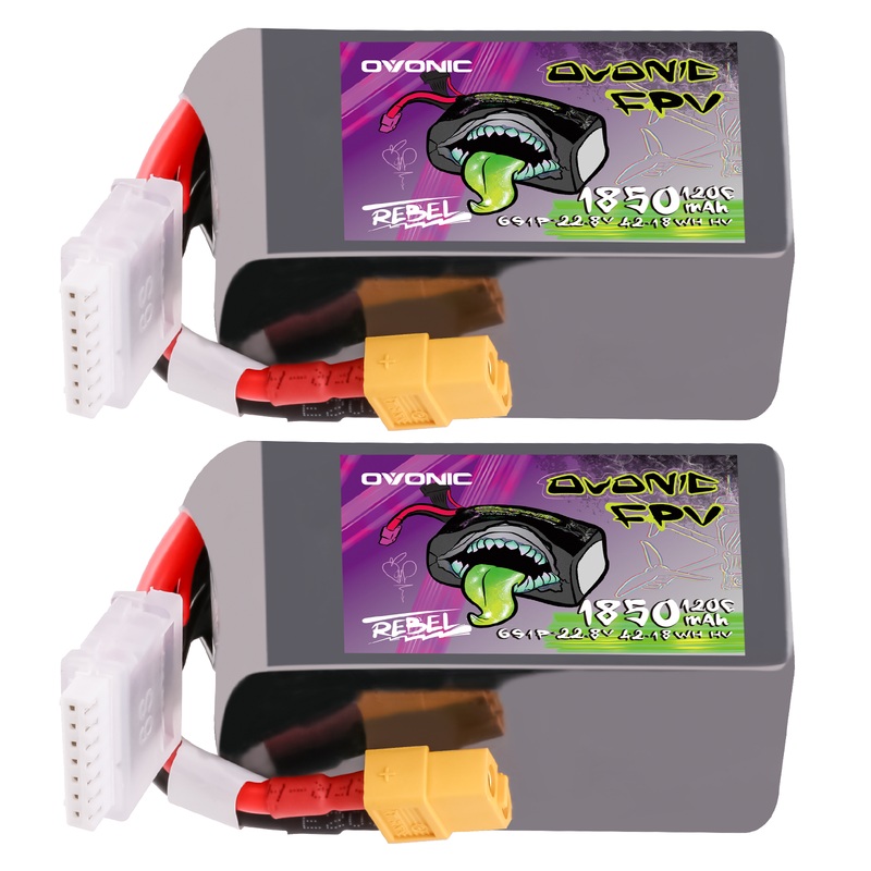 2Ovonic Rebel 2.0 6S Lipo Battery 1850mah 120C 22.2V FPV Lipo Battery Pack with XT60 Plug for 5 to 6 inch FPV Drone