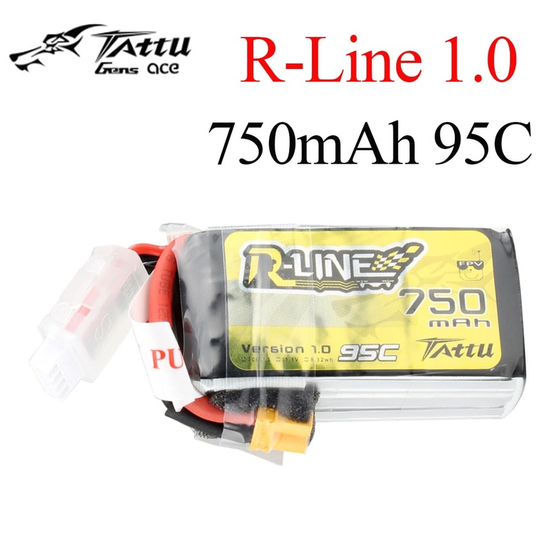 Tattu R-Line 1.0 LiPo 750mah 11.1V 14.8V 95C 3S 4S1P Lipo Battery Pack With XT30 Plug for RC FPV Racing Drone Quadcopter 750mAh 95C 3S XT30