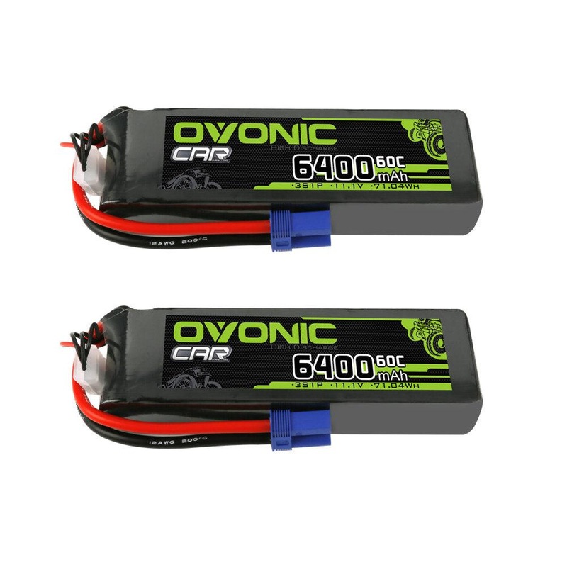 2Ovonic 60C 3S 6400mAh 11.1V LiPo Battery Pack with EC5 Plug for ARRMA Car