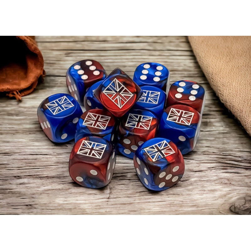 Chessex 29064 Great Britain War Dice Gemini Blue-Red/white 16mm d6
